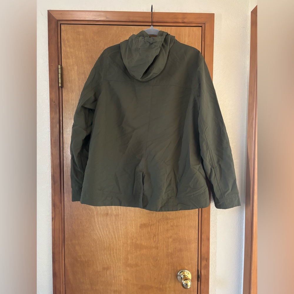 Olive Eddie Bauer raincoat Utility Jacket with Hood - Picture 3 of 8